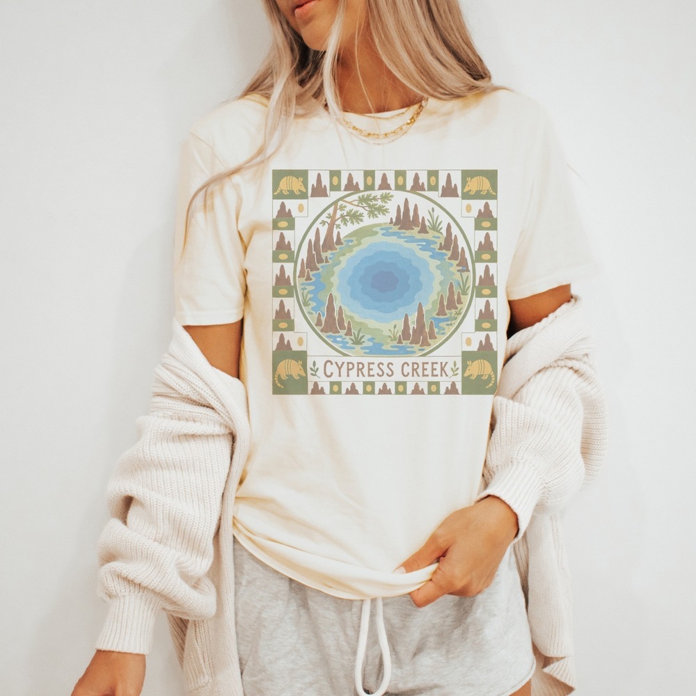 Cypress Creek Watercolor Boho Vintage Style Shirt